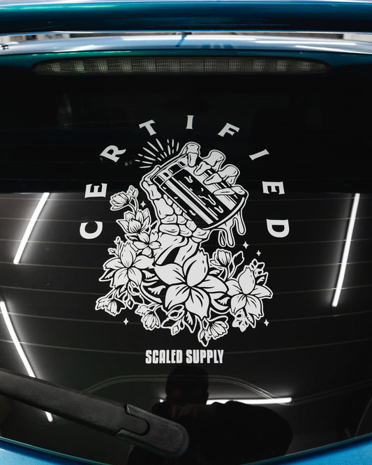 CERTIFIED REAR WINDOW BANNER